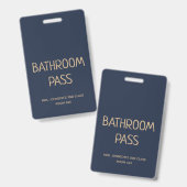 Gold Script Blue Back to School Bad Hall Pass Ausweis (Vorder- & Rückseite)