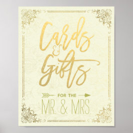 Gold Script Blumenrahmen Karten Geschenke Hochzeit Poster