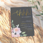 Gold Script Blush Pink & Gray Überraschendes Party Einladung