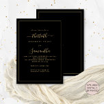 Gold Script Border 30. Geburtstag Party Black Einladung<br><div class="desc">Elegante Gold Script Border 30. Geburtstag Party Black. Verfügbar in digitaler Form oder gedruckt. Ein minimalistisches modernes Textdesign für Ihre dreißigsten in klassischem Schwarz und Gold, das vollständig anpassbar ist, mit einem Single-Zeilenrand. Ändern Sie die Wörter nach Bedarf und Sie können auch Text- und Hintergrundfarben sowie viele andere, wenn Sie...</div>
