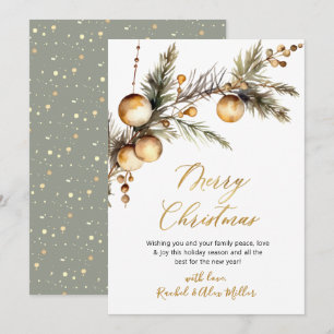 Gold Script Botanical Non Foto Frohe Weihnachten