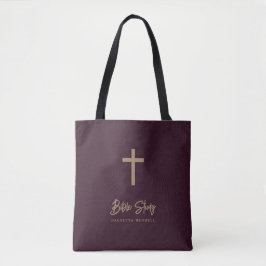 Gold Script Bugundy Leather Look Bible Study Tasche