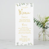 Gold Script Calligraphy Classic Wedding Dinner Menükarte (Stehend Vorderseite)