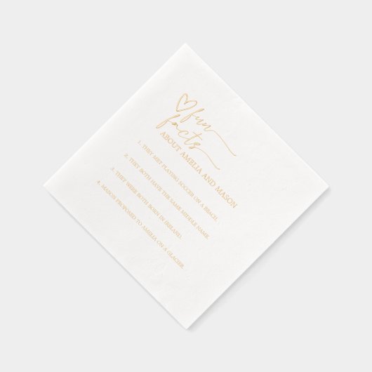 Gold Script Calligraphy Fun Facts Wedding Servietten Mit Folie (Rechts)