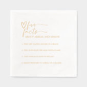 Gold Script Calligraphy Fun Facts Wedding Servietten Mit Folie (Vorderseite)