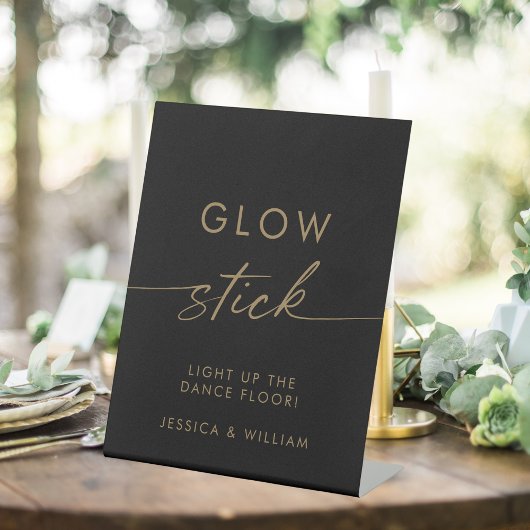 Gold Script Calligraphy Wedding Glow Sticks Sockelschild