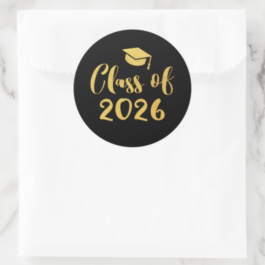 Gold Script Class of 2025 Abschluss Fevor Runder Aufkleber (Tasche)
