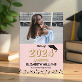 Gold Script Confetti Foto Pink Grad Ankündigung