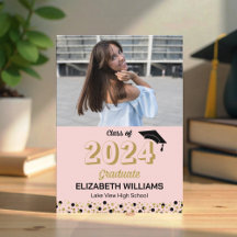 Gold Script Confetti Foto Pink Grad Ankündigung