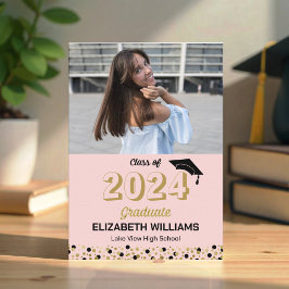 Gold Script Confetti Foto Pink Grad Ankündigung