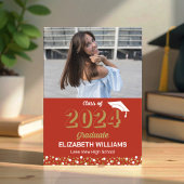 Gold Script Confetti Foto Red Grad Ankündigung