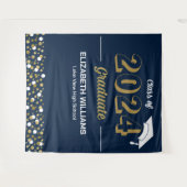 Gold Script Confetti Grad Party Blue Background Wandteppich (Vorderseite (Horizontal))
