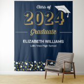 Gold Script Confetti Grad Party Blue Background Wandteppich (Beispiel)