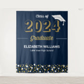 Gold Script Confetti Grad Party Blue Background Wandteppich (Vorderseite)