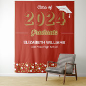 Gold Script Confetti Grad Party Roter Hintergrund Wandteppich (Beispiel)