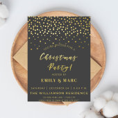 Gold Script & Confetti | Weihnachts-Party Einladung
