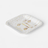 Gold Script Confetti White Family Weihnachtsballs Pappteller (Gewinkelt)