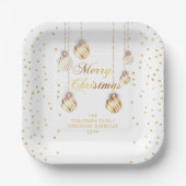 Gold Script Confetti White Family Weihnachtsballs Pappteller (Vorderseite)
