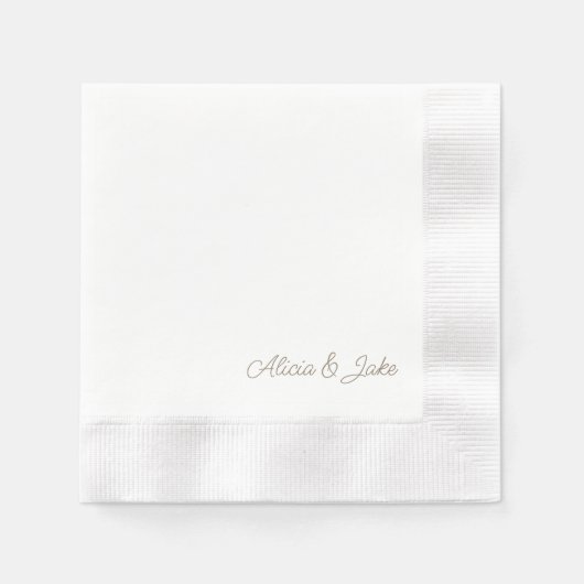 Gold Script Couple Names Personalisiert Wedding Serviette (Vorderseite)