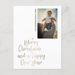 Gold Script Custom Foto Christmas Feiertagspostkarte