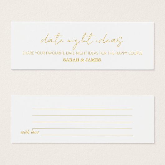 Gold Script Date Night Bridal Polterabend Card (Vorne & Hinten)