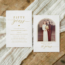 Gold Script Elegant 50th Wedding Anniversary Party