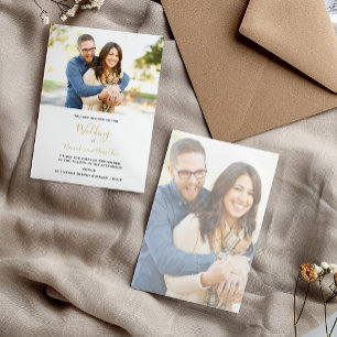 Gold Script Elegant Serif Foto Einladung zur Hochz