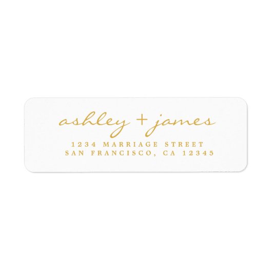 Gold Script Elegant Wedding Rücksendeadresse (Vorne)