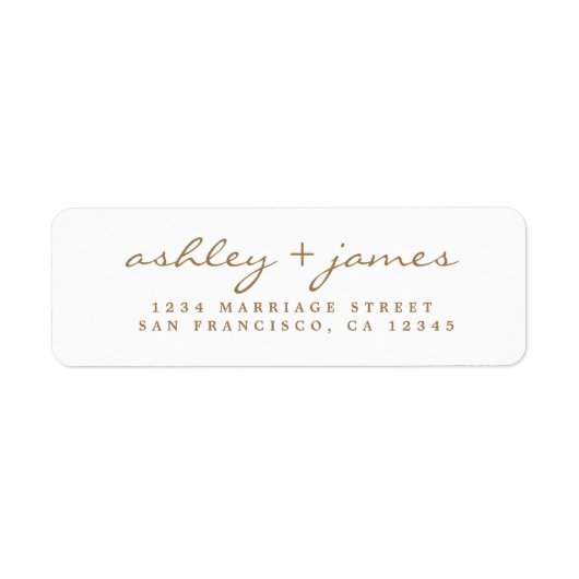 Gold Script Elegant Wedding Rücksendeadresse (Vorne)