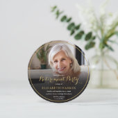 Gold Script Elegantes Foto Rentirement Party Einladung (Stehend Vorderseite)