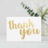 Gold Script Flat Dankeschön Karte (Stehend Vorderseite)