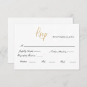 Gold Script Formal Elegante Wedding RSVP Card (Vorne/Hinten)