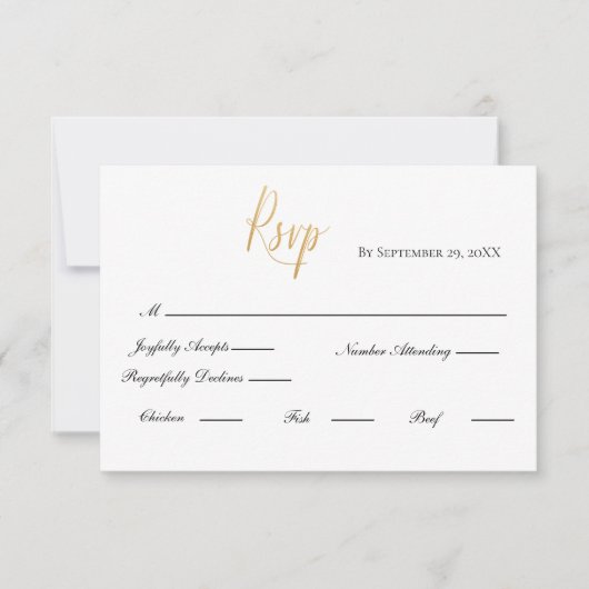 Gold Script Formal Elegante Wedding RSVP Card Karte (Vorderseite)
