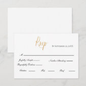 Gold Script Formal Elegante Wedding RSVP Card Karte (Vorne/Hinten)