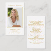 Gold Script Foto Beerdigung Gedenkkarte Visitenkarte (Vorne/Hinten)