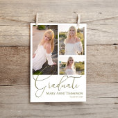 Gold Script Foto Collage Graduation Party Einladung