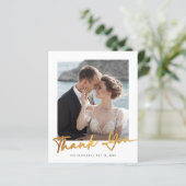 Gold Script Foto Hochzeit Dankeschön Karte (Stehend Vorderseite)