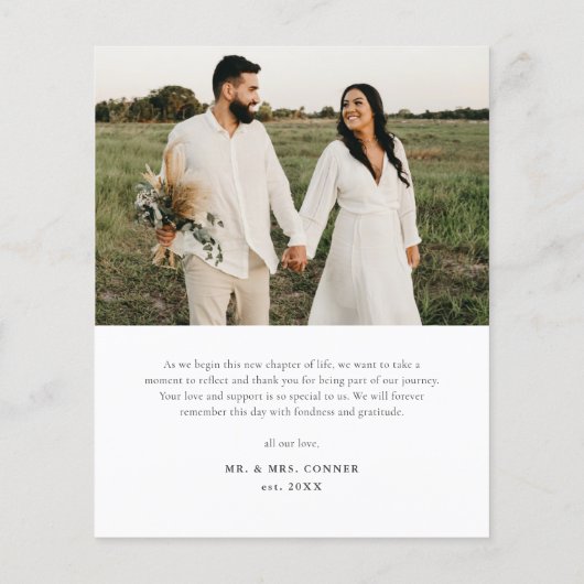 Gold Script Foto Hochzeit Dankeschön Karte (Rückseite)