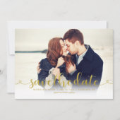 Gold Script-Foto Hochzeit speichern Sie das Datum Save The Date (Vorderseite)