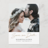 Gold Script Foto Save the Date Hochzeit Einladungspostkarte (Vorderseite)