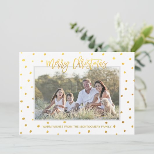 Gold Script Frohe Weihnachten Personalisiertes Fot (Stehend Vorderseite)