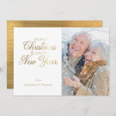 Gold Script Frohe Weihnachten und Glück Neues Jahr (Vorne/Hinten)