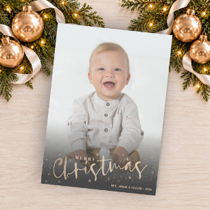 Gold Script Frohe Weihnachts-Foto Feiertagskarte