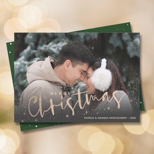 Gold Script Frohe Weihnachts-Foto Feiertagskarte