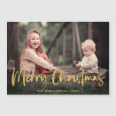 Gold Script Frohe Weihnachtsfeiertage Foto Magneti Magnetkarte (Vorderseite)
