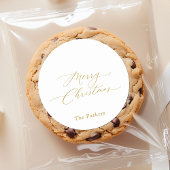 Gold Script Frohe Weihnachtssticker Runder Aufkleber