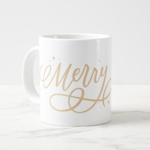 Gold Script Funkelnd Bubbly Merry Holiday Geschenk Jumbo-Tasse