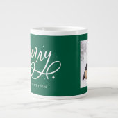 Gold Script Funkelnd Merry Holiday Foto Geschenk Jumbo-Tasse (Vorderseite)