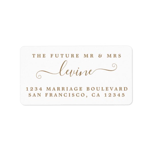 Gold Script Future Mr. Wedding Rücksendeadresse Adressaufkleber (Vorne)