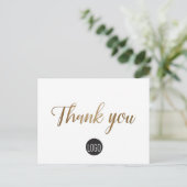 Gold-Script-Geschäft Vielen Dank Postkarte (Stehend Vorderseite)